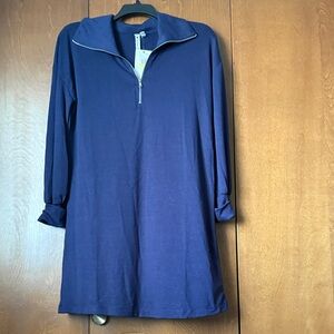 Cable & Gauge In The Navy Blue Long Sleeve Quarter Zip Dress NWT Ret $68 Sz M